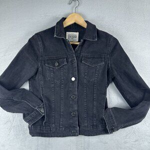 Zara Authentic Denim Jacket Women's Size Small Chest Pockets Black